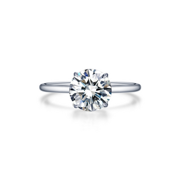 Sterling Silver Round Engagement Ring, 2.00 Carat CZ TW